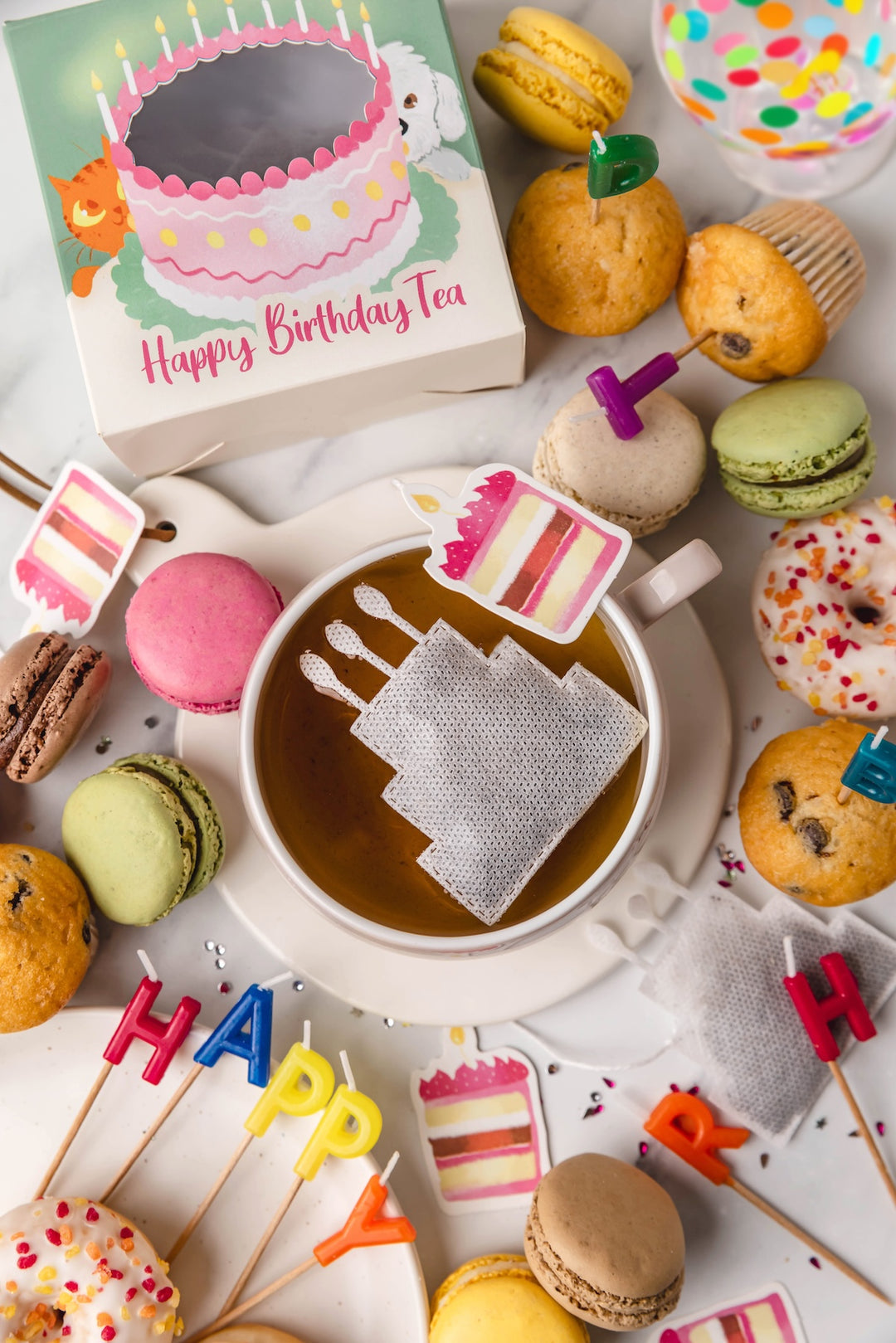 Coffret Cadeau Anniversaire Thé - 10 Sachets en forme de Gâteau