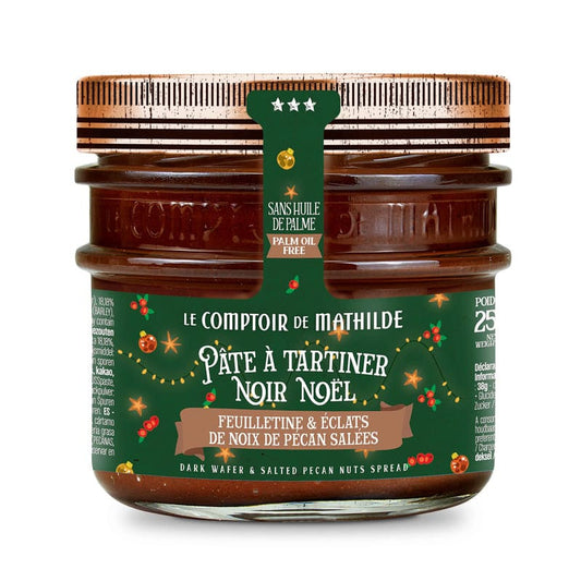 Pâte A Tartiner Noir Noël Feuilletine Eclats de Noix de Pécan Salées 250G