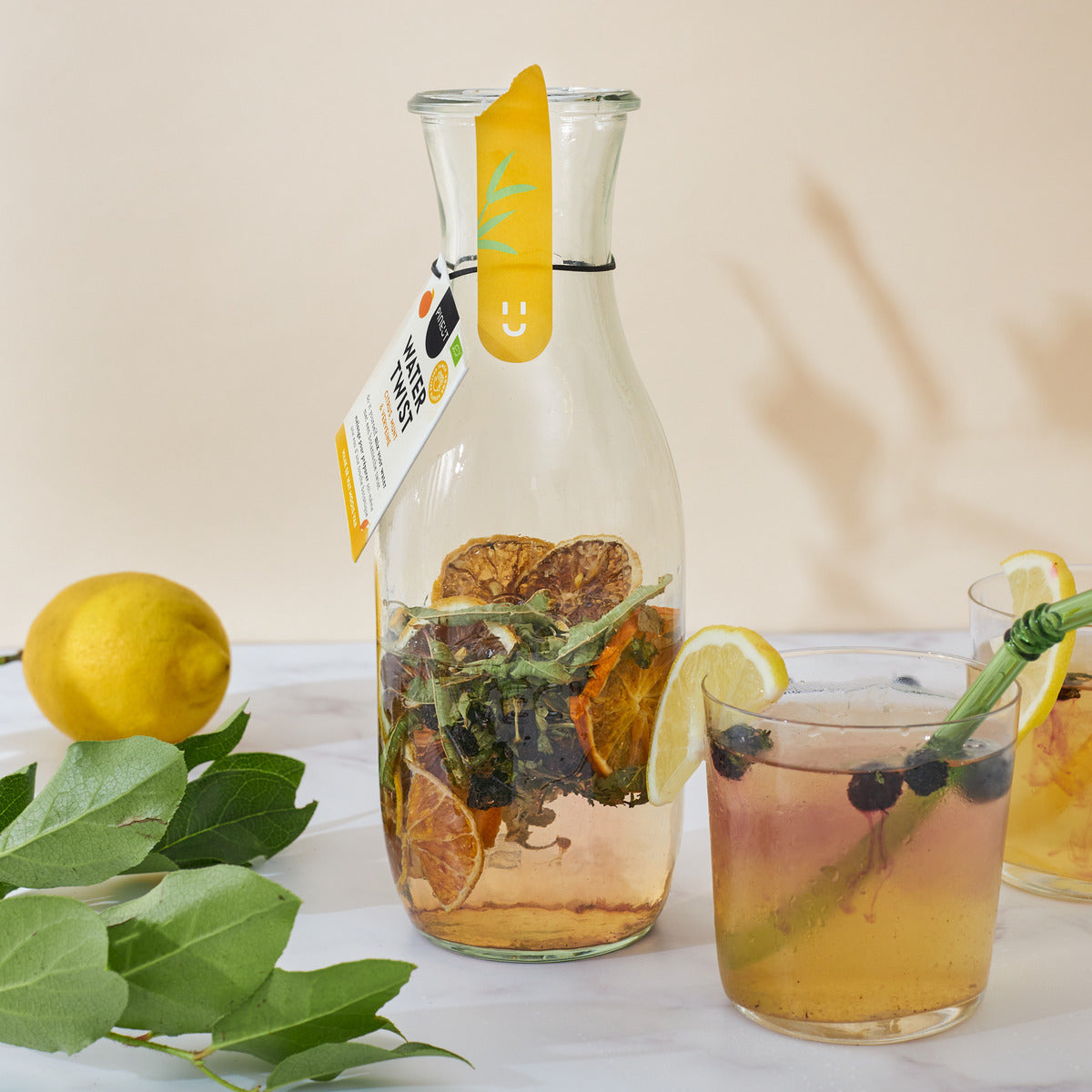 Watertwist Agrumes, Menthe & Verveine BIO | Carafe | Hydratation fraîche & botanique | Zéro sucre, goût naturel