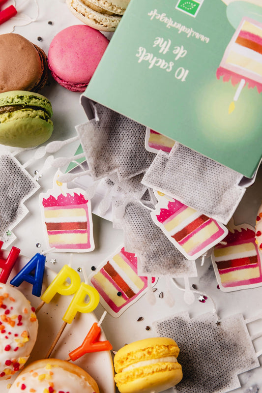 Coffret Cadeau Anniversaire Thé - 10 Sachets en forme de Gâteau