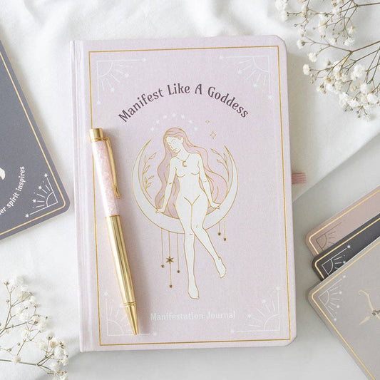 Journal de Manifestation Énergie de Déesse A5 et Stylo Cristal de Quartz Rose