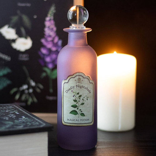 Bouteille de potion gothique décorative en verre de Belladone Mortelle