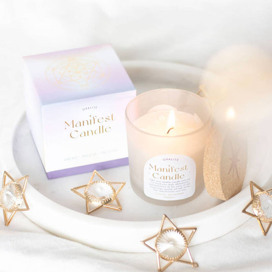 Bougie de manifestation Opalite à la lavande et au patchouli