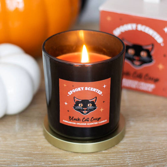Bougie d'Halloween Black Cat Curse à la cannelle et à l'orange