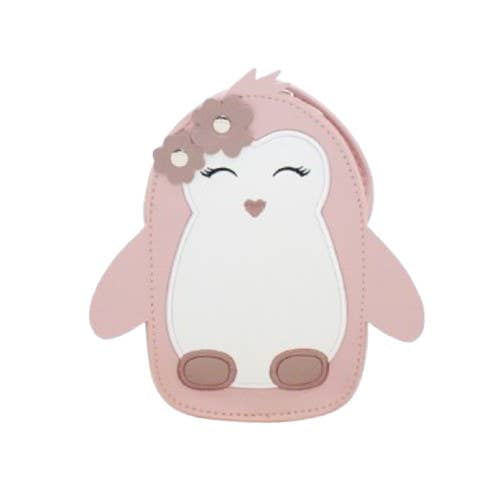 Sac bandoulière Litchi bébé pingouin Rose - Yuko B.