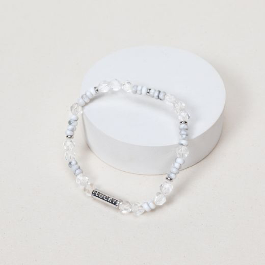 Bracelet Cleo - Howlite, Cristal de roche taille M